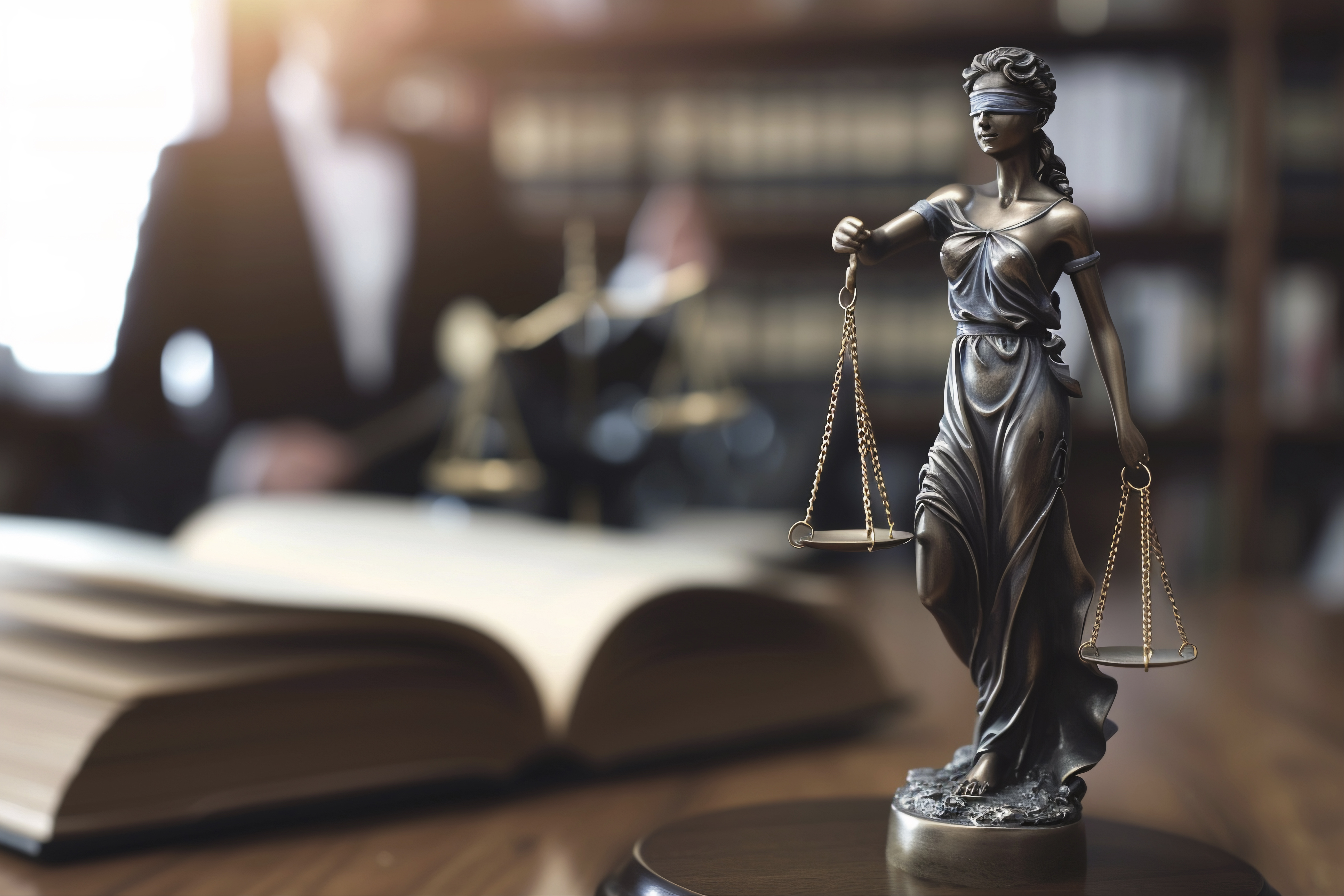 A formal justice setting representing equal access to law