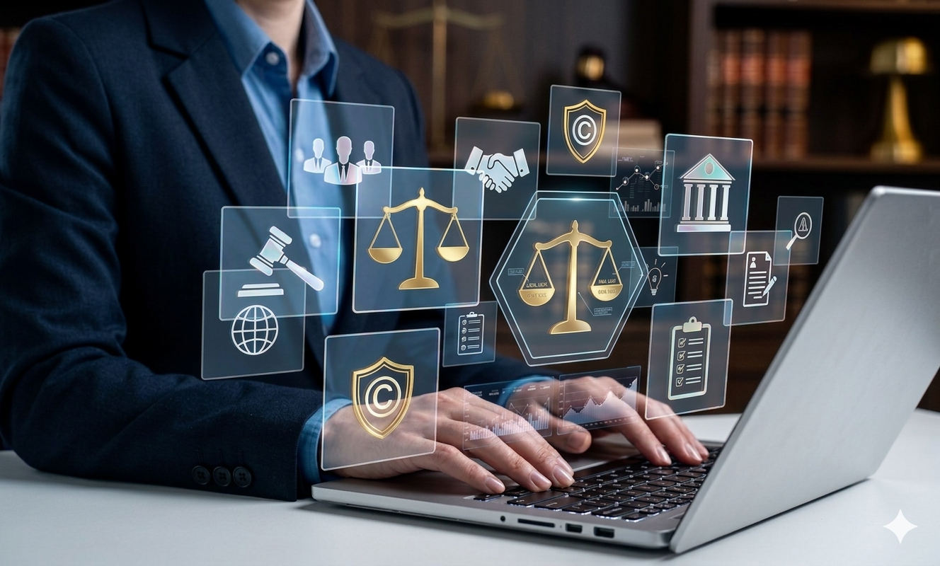 A laptop representing online access to legal information and public services