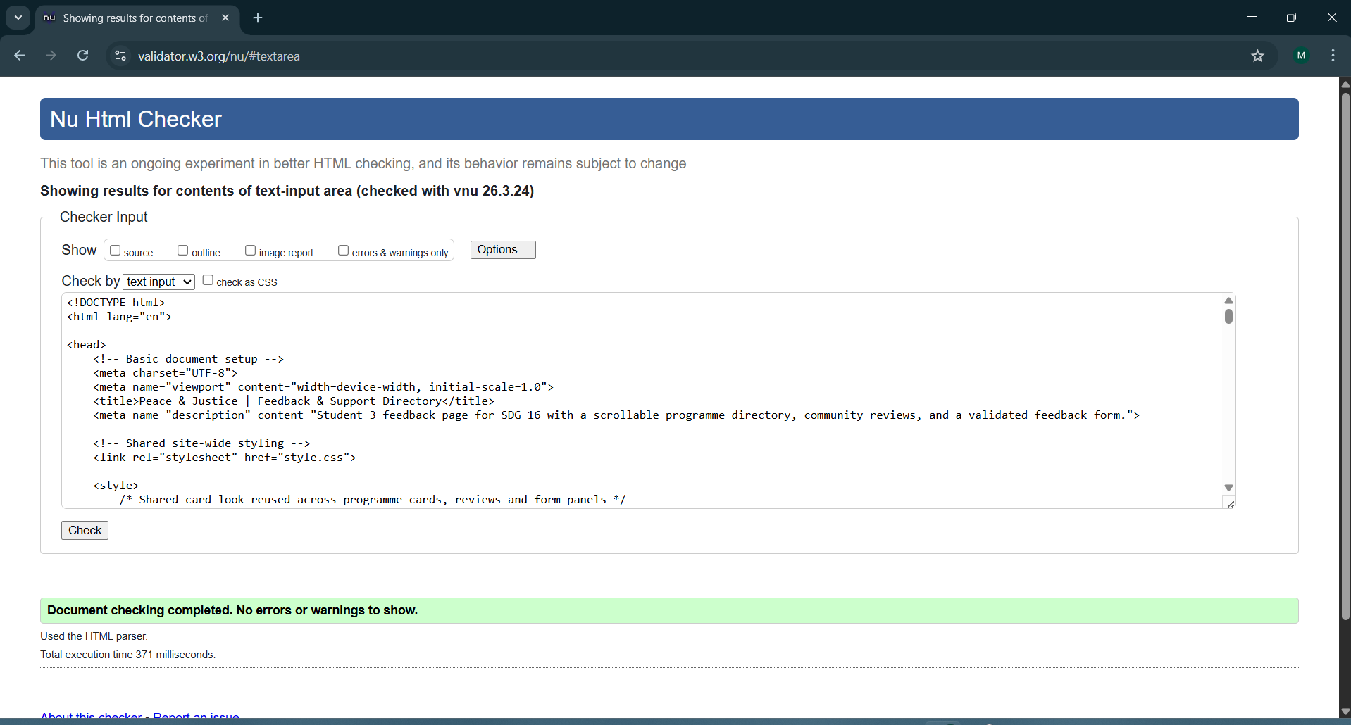 W3C validation result for feedback.html