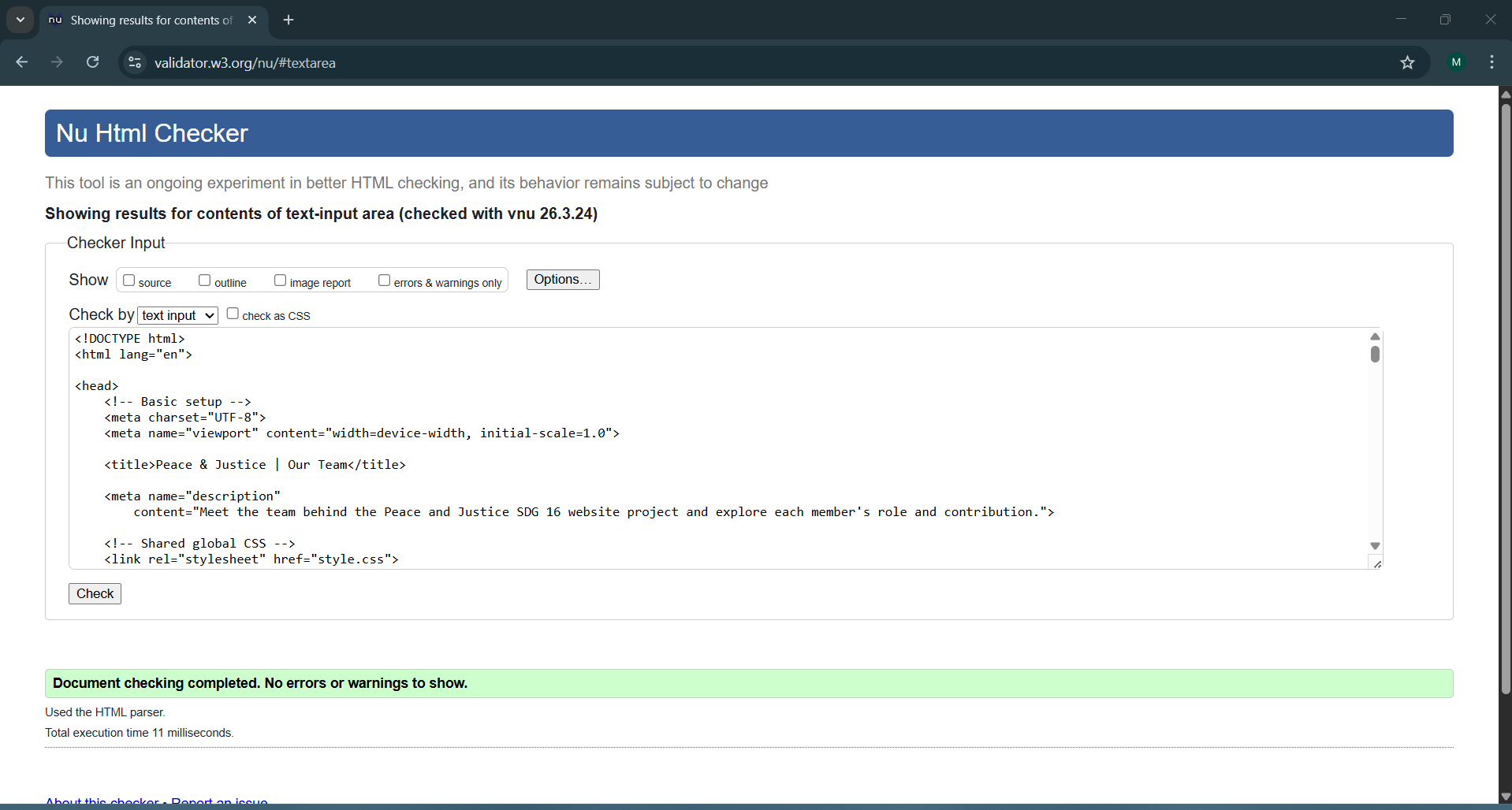 W3C validation result for team.html